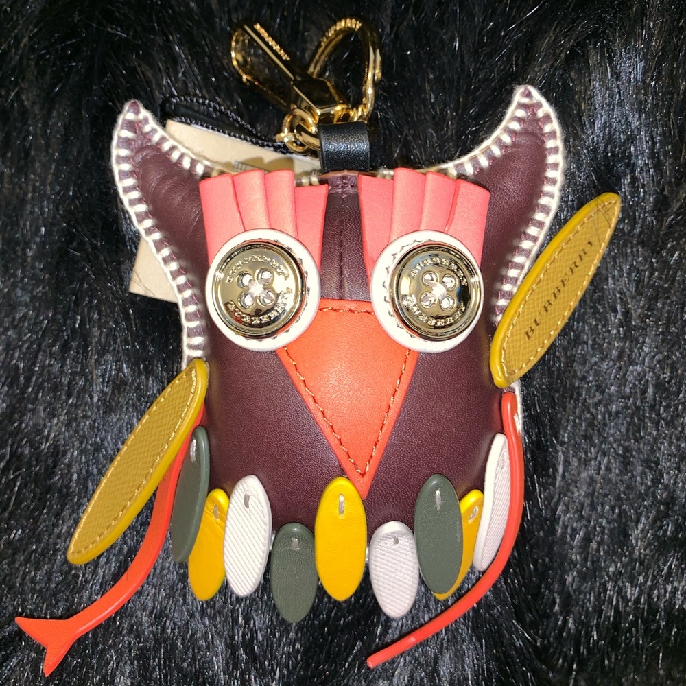 BURBERRY MULTICOLOR LEATHER OWL CHARM - Picture 1 of 4